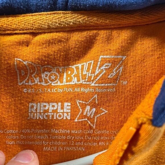 Dragon Ball Z Hoodie Sweatshirt Mens Medium Orange Blue Goku Kama Symbol Casual - Picture 8 of 11